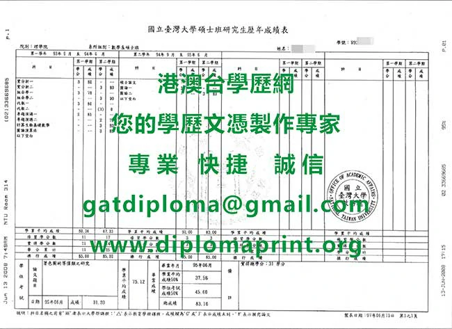 台灣大學成績表